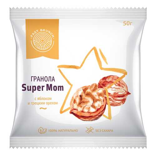 Гранола Fastbrunch SuperMom с яблоком и грецким орехом 3 саше в Глобус