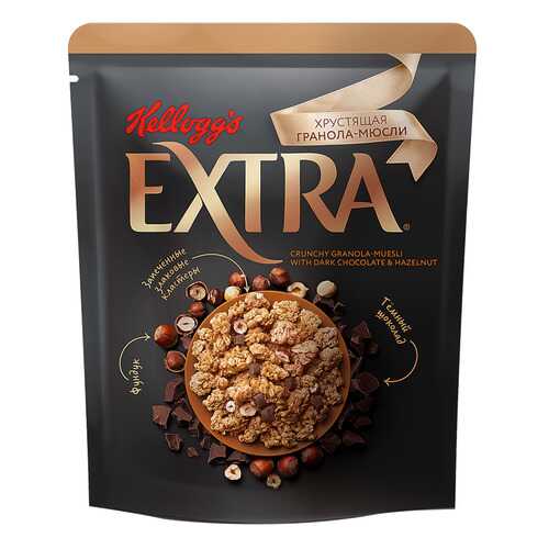 Гранола-мюсли хрустящая Kellogg's Extra с темным шоколадом и фундуком 300 г в Глобус