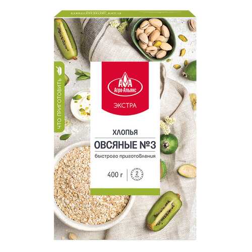 Хлопья Агро-Альянс Экстра Овсяные №3, 400 гр в Глобус