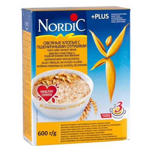 Хлопья овсяные Nordic с пшеничными отрубями 600 г в Глобус