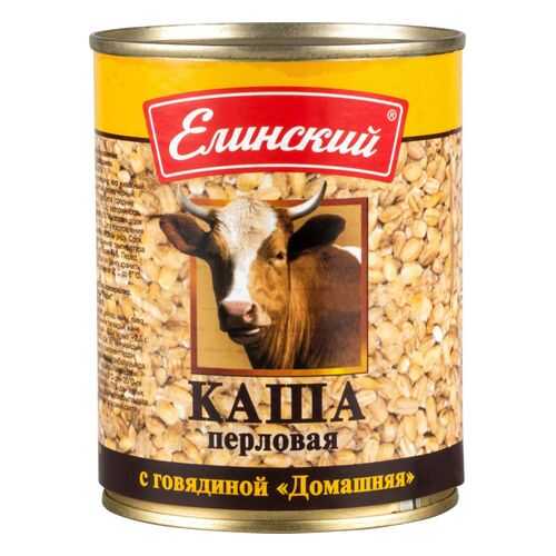 Каша Елинский пищевой комбинат перловая с говядиной домашняя 340 г в Глобус