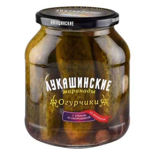 Огурчики с хреном и смородиной Лукашинские по-деревенски 670 мл в Глобус