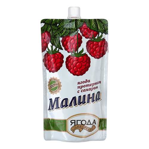 Малина протертая Ягода сибирская с сахаром 280 г в Глобус