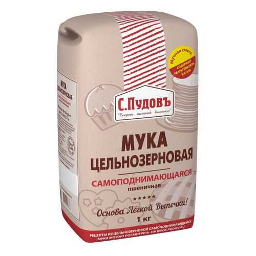 Мука цельнозерновая самоподнимающаяся пшеничная С. Пудовъ 1 кг в Глобус