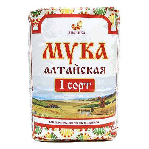 Мука Дивинка пшеничная хлебопекарная Алтайская 1 сорт 2 кг в Глобус