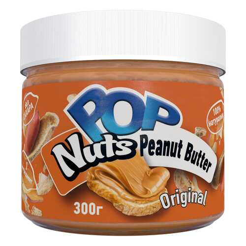 Арахисовая паста POP Nuts Peanut Butter Original, Натуральная, 300 г в Глобус