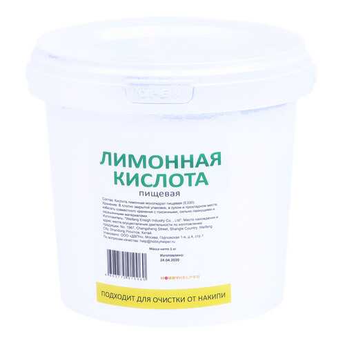 Лимонная кислота в ведре HOBBYHELPER (1 кг) в Глобус