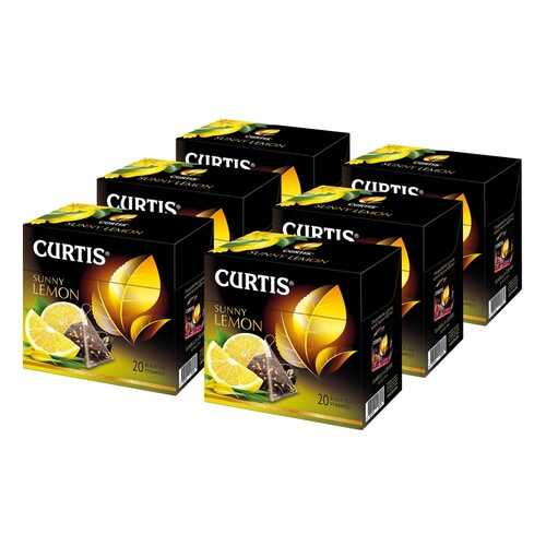 Чай Curtis Sunny Lemon, чёрный с добавками, 20 пирамидок х 6 упаковок в Глобус