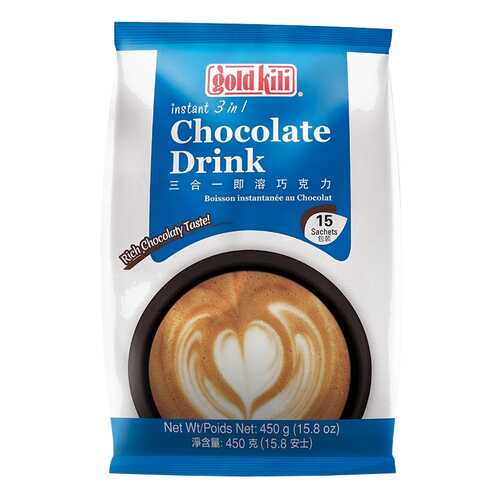 Горячий шоколад Chokolate Drink 3в1 Gold Kili 15 стиков по 30 г в Глобус