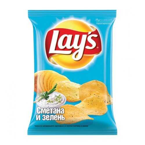 Чипсы Lay's из натурального картофеля сметана, зелень 90 г в Глобус
