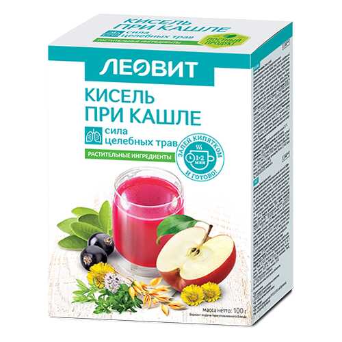 ЛЕОВИТ. Кисель При кашле. 5 пакетов по 20 г. Упаковка 100 г в Глобус