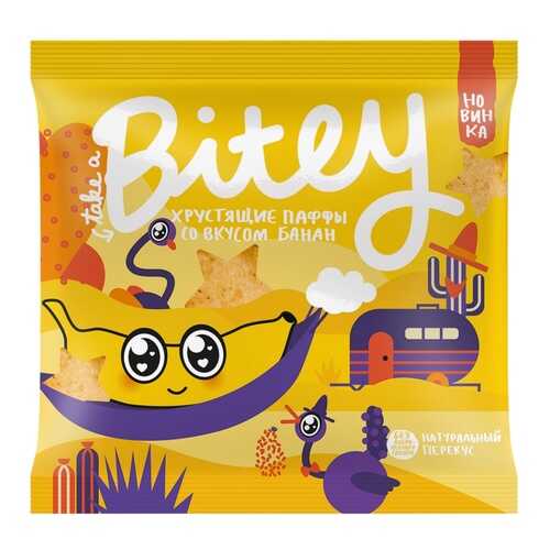 Экструдированные мультизлаковые фигурки Take a Bitey Паффы со вкусом Банан, 20 гр в Глобус