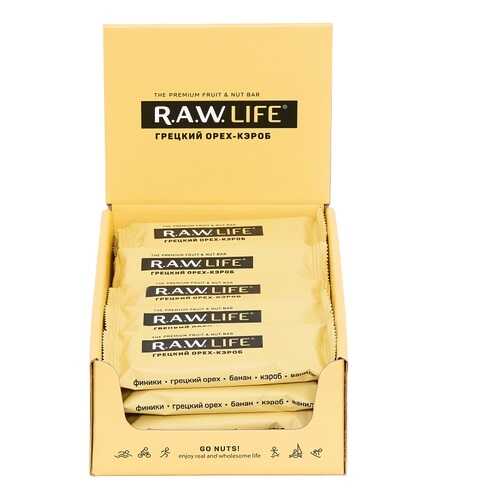 R.A.W. LIFE Орехово-фруктовые батончики 47 г, 20 шт, вкус: грецкий орех-кэроб в Глобус
