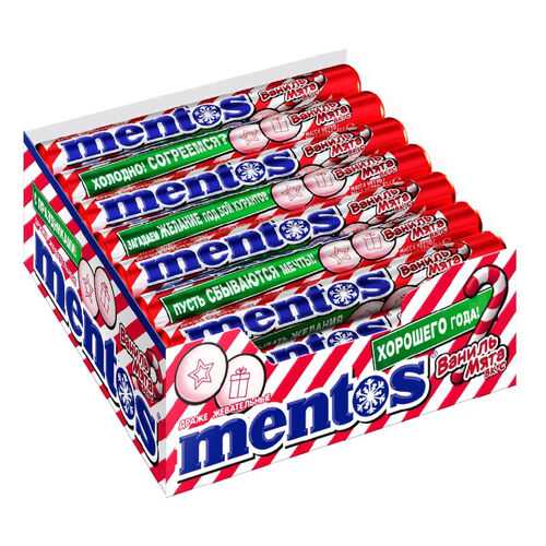 Драже Mentos ваниль, мята жевательное 21*37 г в Глобус
