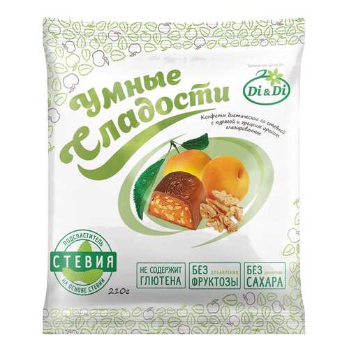Конфеты со стевией Умные сладости с курагой и грецким орехом глазированные 210 г в Глобус
