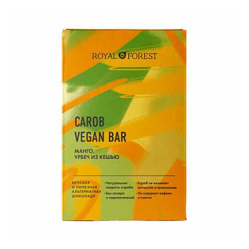 Шоколад Carob Vegan Bar Манго, урбеч из кешью Royal Forest 50 г в Глобус