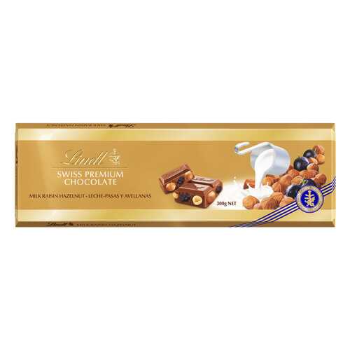 Шоколад молочный Lindt с изюмом и фундуком 300 г в Глобус