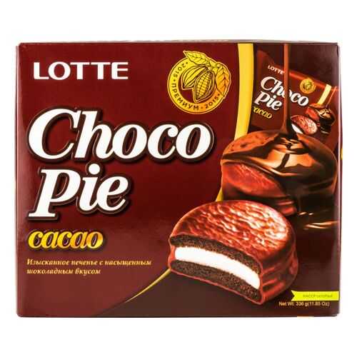 Печенье Lotte choko pie cacao с насыщенным шоколадным вкусом 336 г в Глобус
