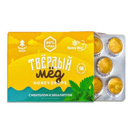Карамель Твердый мед медовая со вкусом ментола и эвкалипта 30 г в Глобус