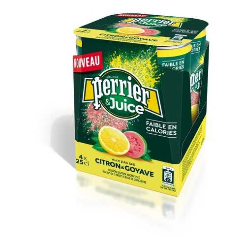 Вода минеральная газированная Perrier со вкусом лимон-гуава 4 шт по 0.25 л в Глобус